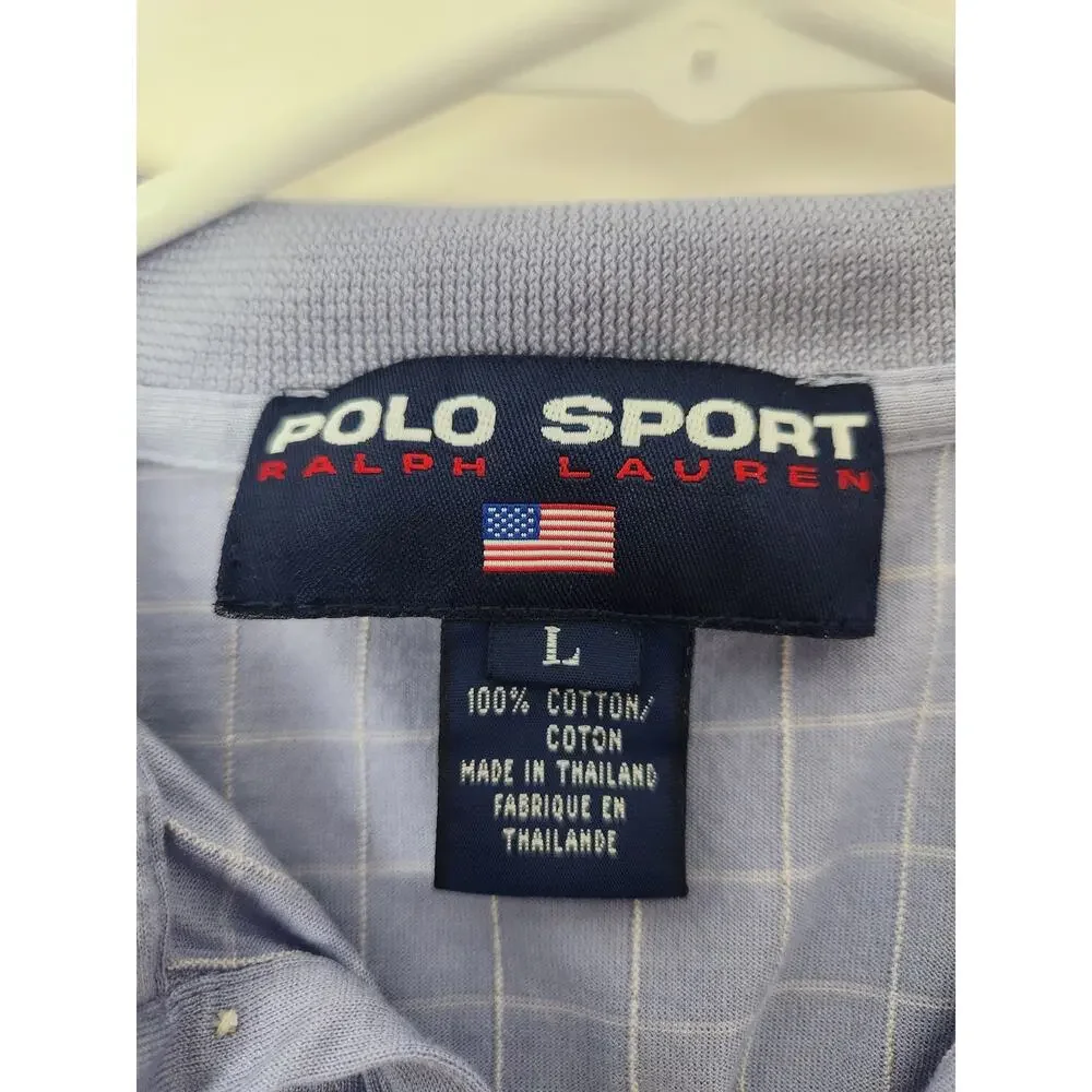 Vintage Polo Sport by Ralph Lauren Polo Shirt Men Large Purple Checkered
